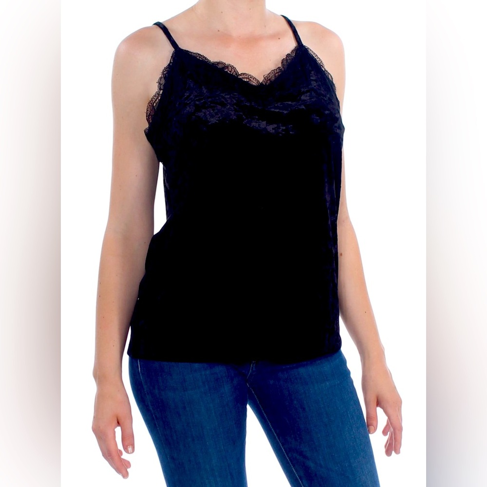 INC Black Lace Velvet Camisole